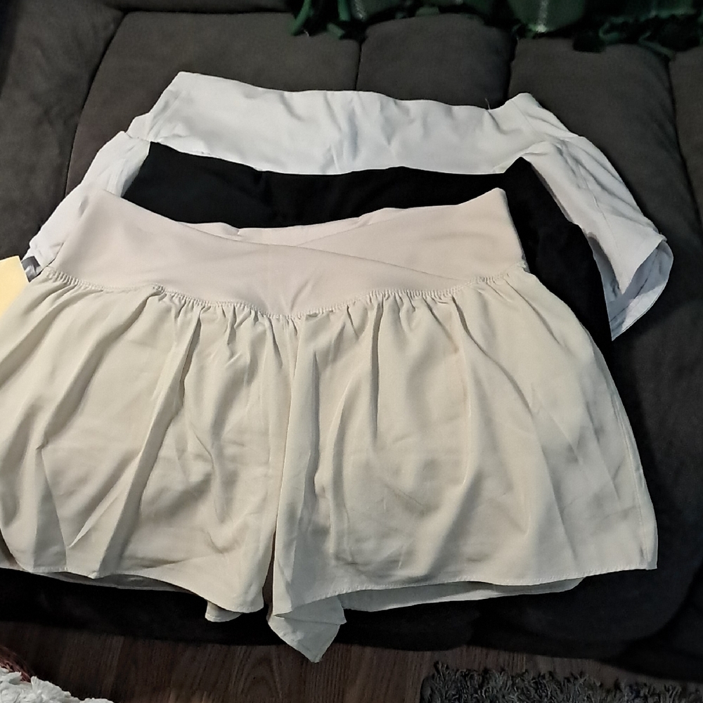 Elegant Cream and Black Women's Athletic Shorts